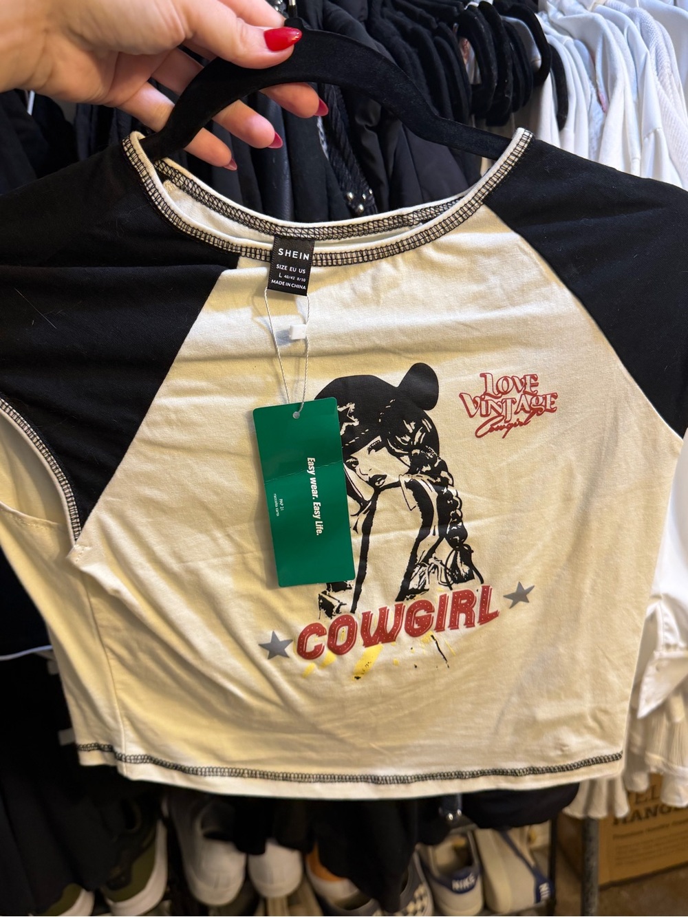 SHEIN Cowgirl Graphic Crop Baby Tee